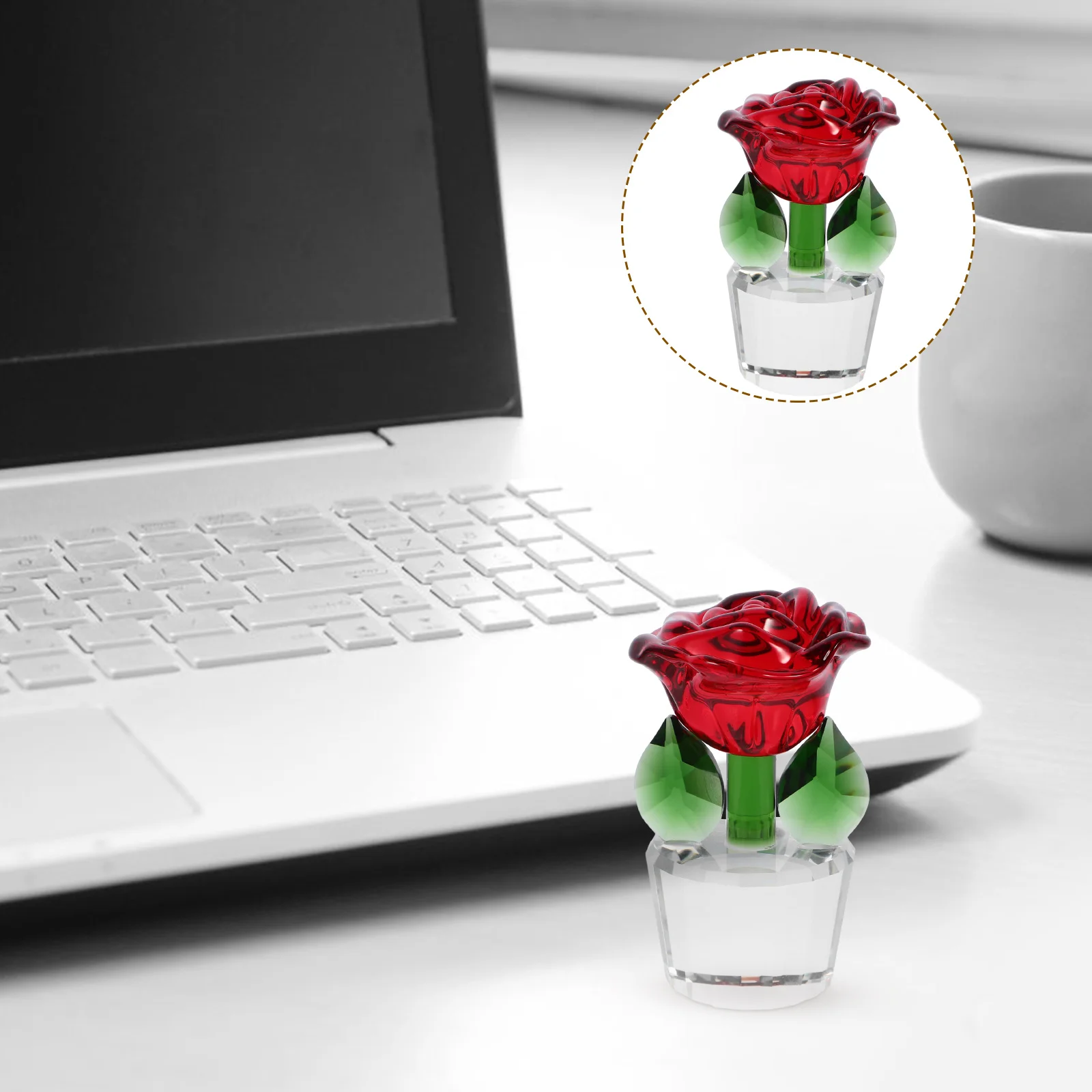 

Crystal Rose Flower Decor Elegant Crystal Decoration Wedding Anniversary Valentines Gift Rose Figurine Ornament