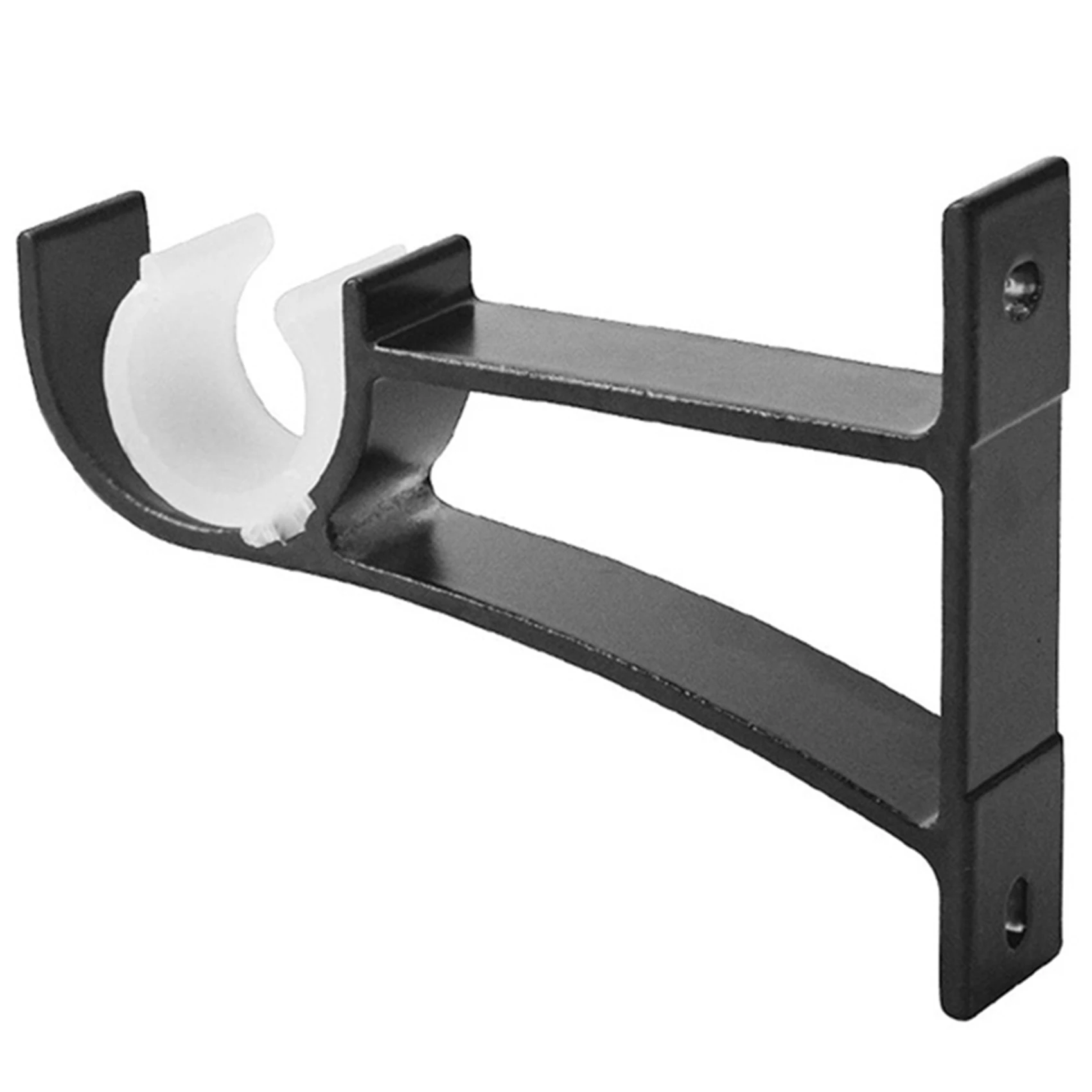 

A08M-Single Curtain Rod Brackets For Drapery Rod Aluminum Alloy Heavy Duty Curtain Rod Holders (Black) 18Pcs