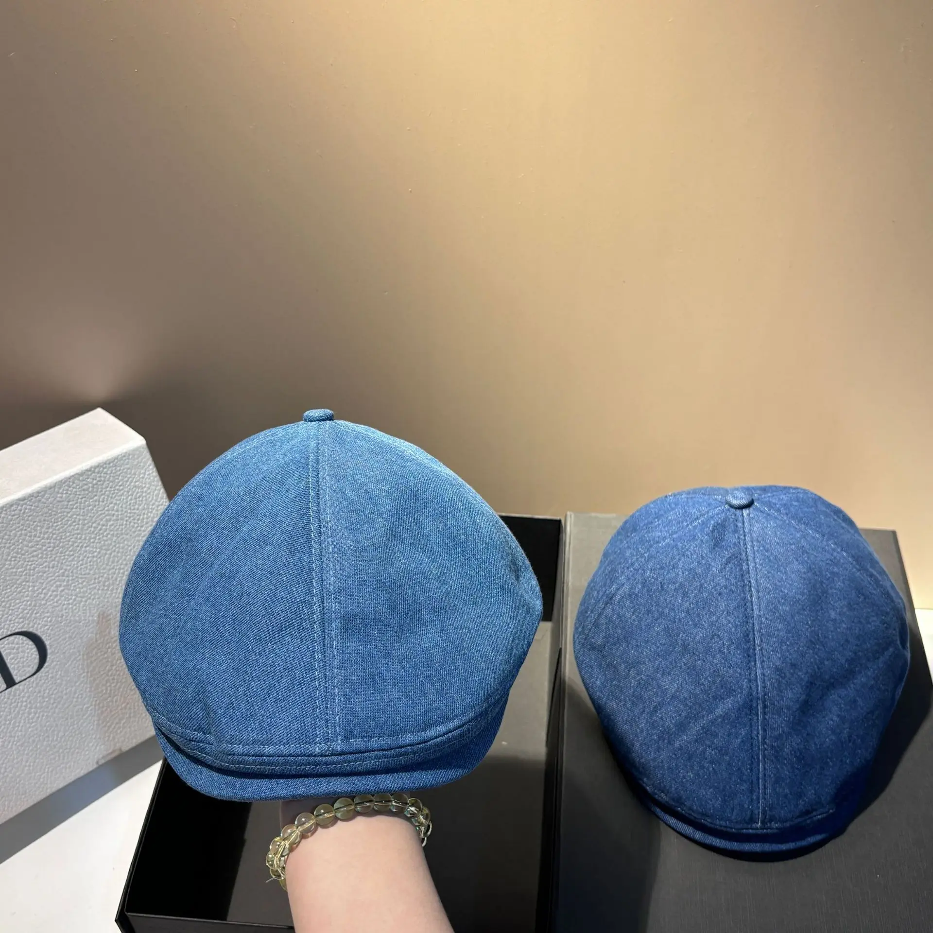 

Trendy Light Denim Beret for Women - 2024 Spring Summer Age-Reducing Back Closure Fashion Hat Outdoor Versatile Luxury Cap
