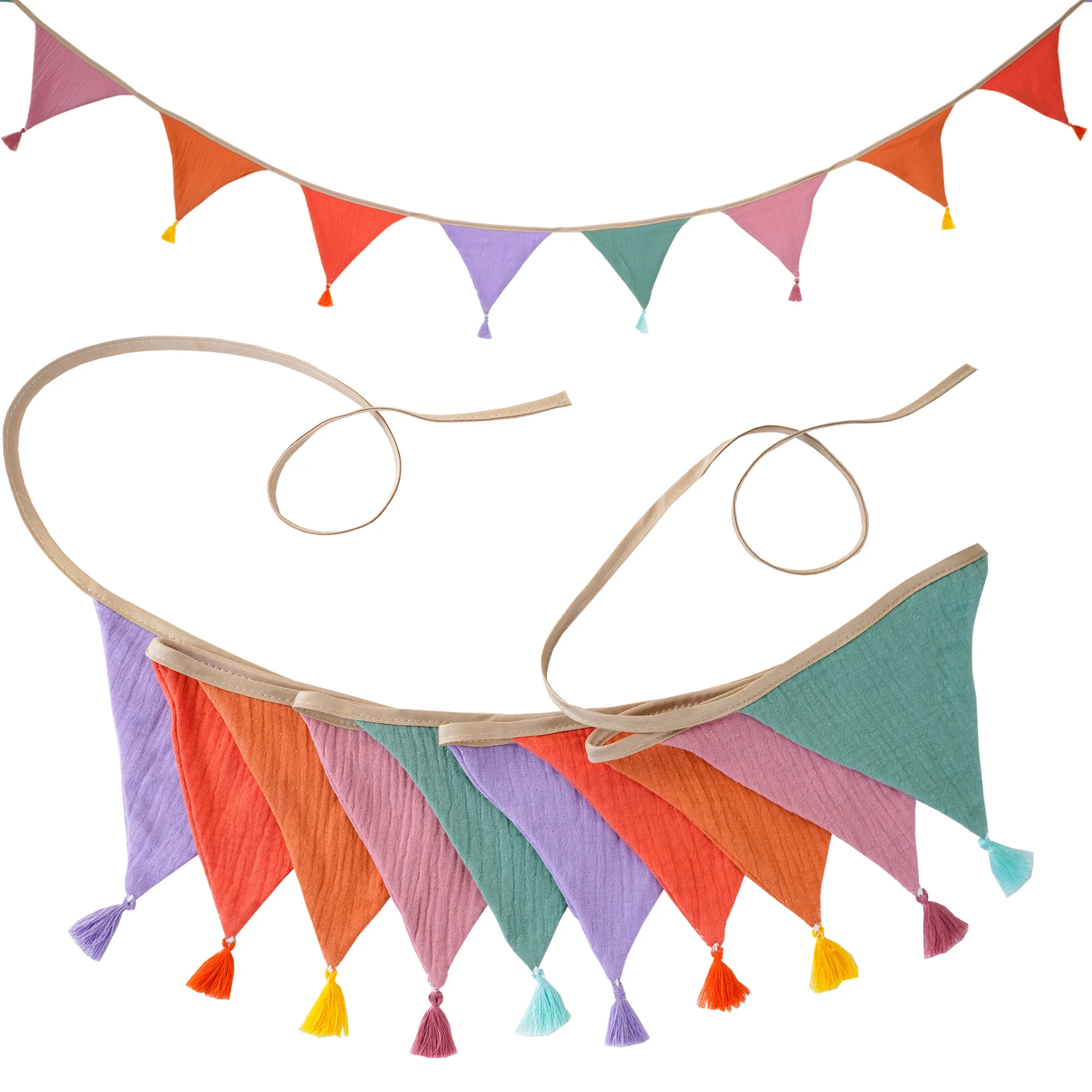 2,6 m/8,5 ft Kindergarten Süßigkeiten Stoff Wimpelkette 10 Dreieck Wimpel Flaggen mit Quasten Party Dekor Banner Baby Dusche Karneval Girlande – Detail 25