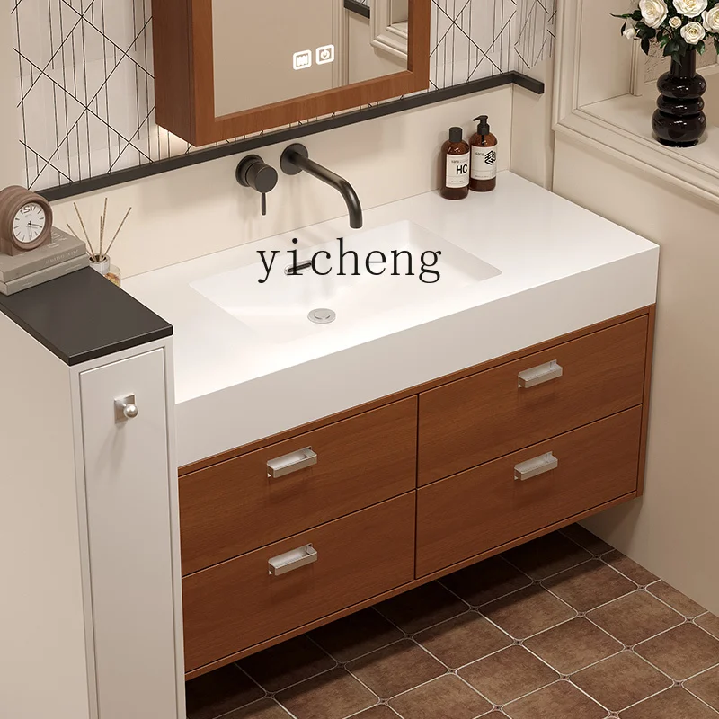 XL solid wood paint bathroom cabinet combination rock slab integrated basin washbasin washbasin cabinet