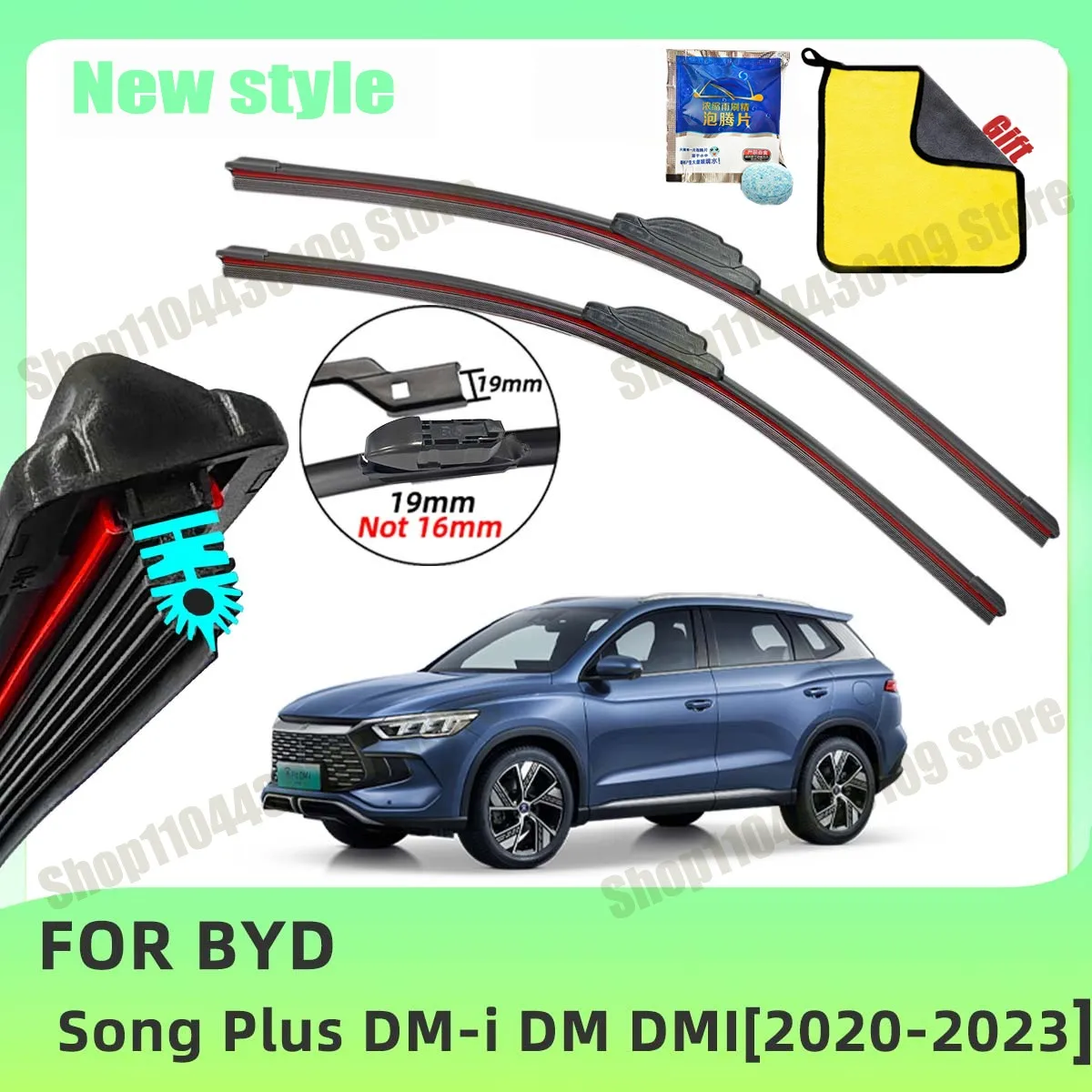 

Car Wiper For BYD Song Plus DM-i DM DMI 2020-2023 Front Windscreen Wipers Double Rubber Car Wiper Blades Car Accessories