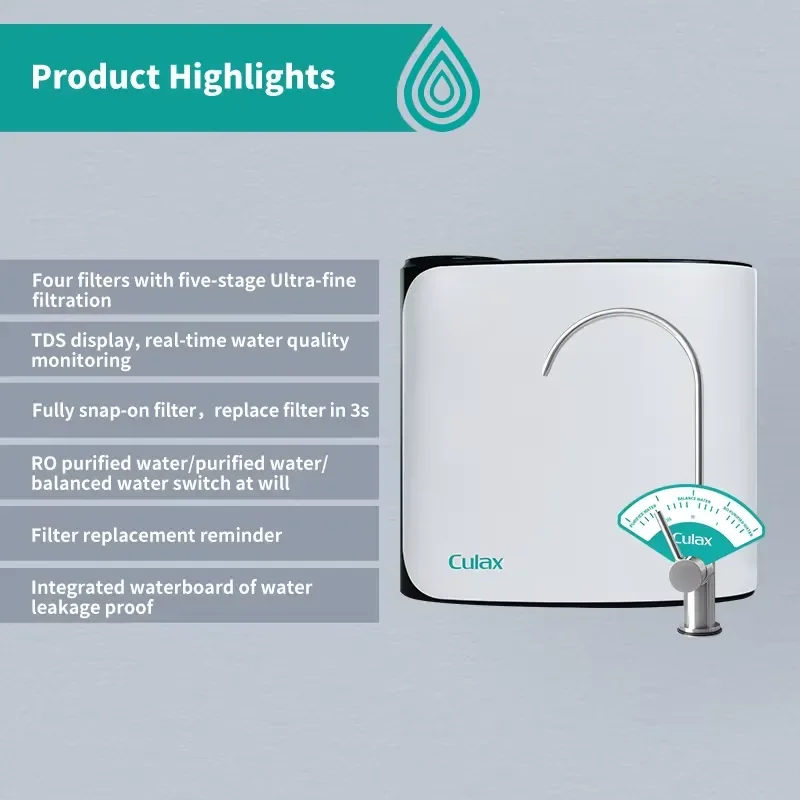 for Safe Life 500GPD Under Sink Reverse Osmosis Water Filter System Alkaline Ionized Purifier for Home Hotel Kitchen Use