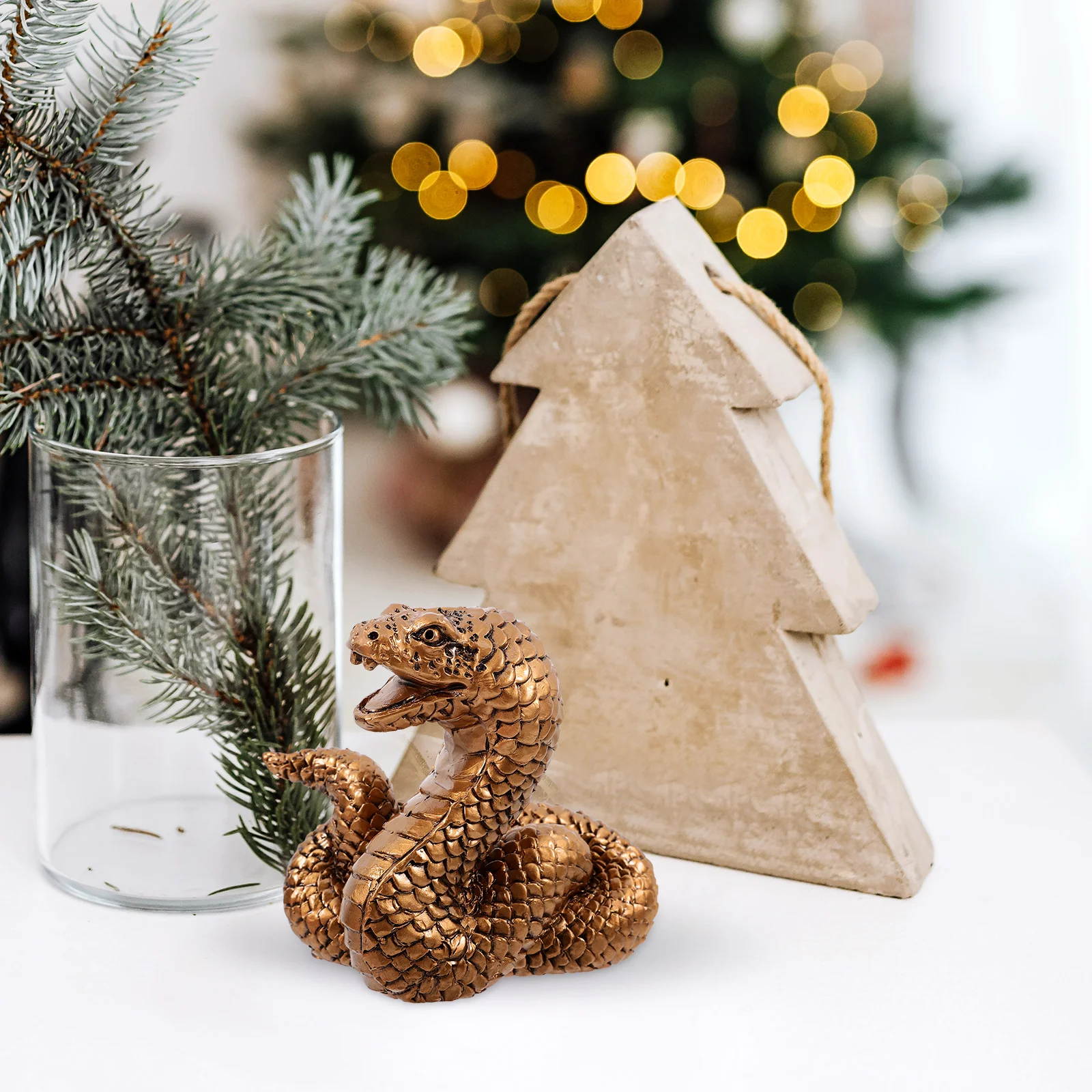 

Resin Snake Figurine Ingot Home Decor Statue Crafts Decoration Realistic Lightweight Scene Vitality Wealth Touch Garden Yard