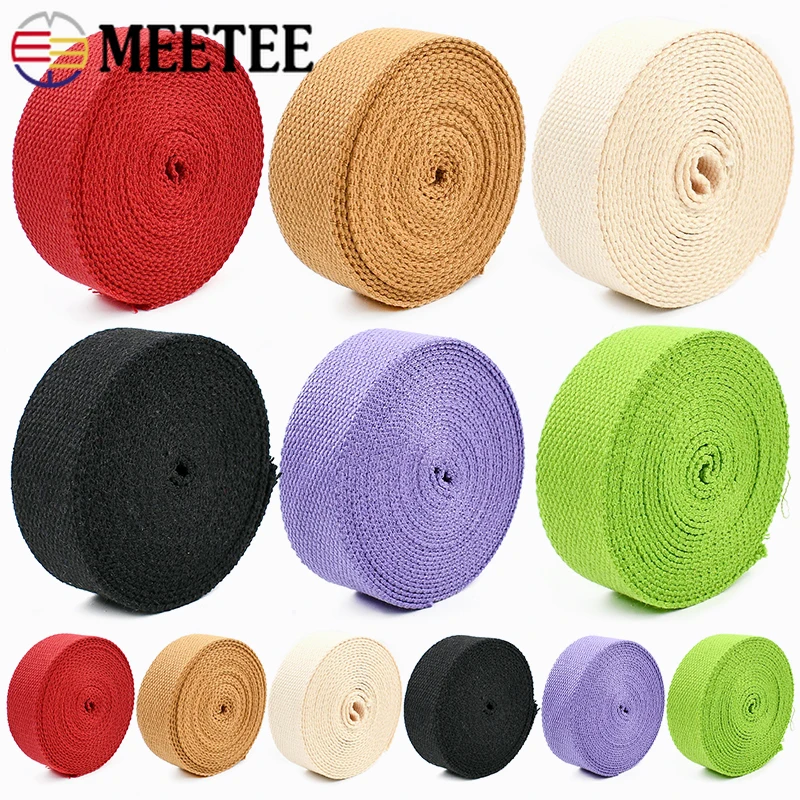 

20M 20-50mm Cotton Webbing Strap Pet Collar Bias Binding Safety Band Backpack Tape Polyester Canvas Ribbon Sewing Accessories