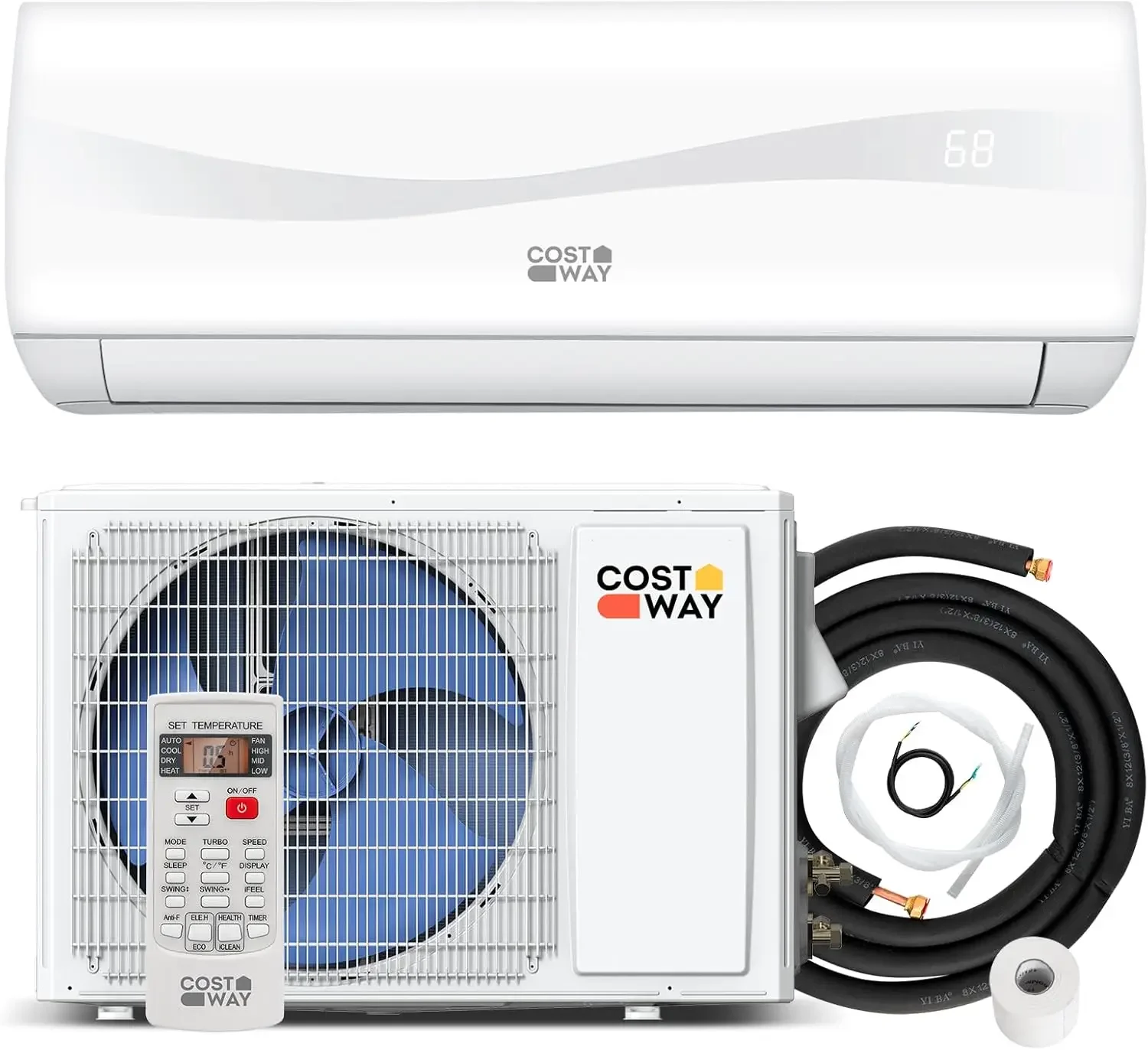 Mini Split Air Conditioner& Heater, Wall-Mounted Ductless AC Unit Cools Rooms up