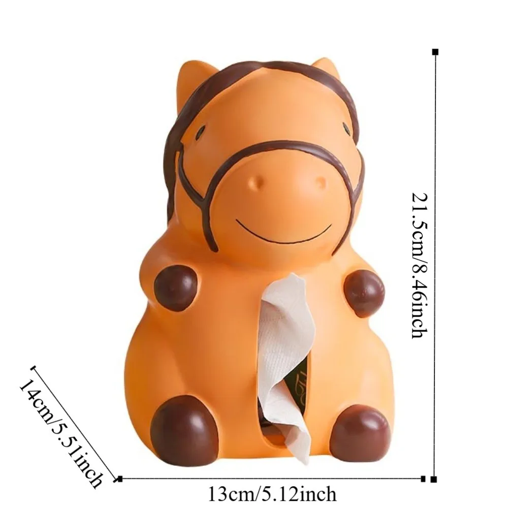 Figure Model Horse Year Tissue Box Decorative Collectible Horse Tissue Storage Box Cartoon Little Horse Model Birthday Gift
