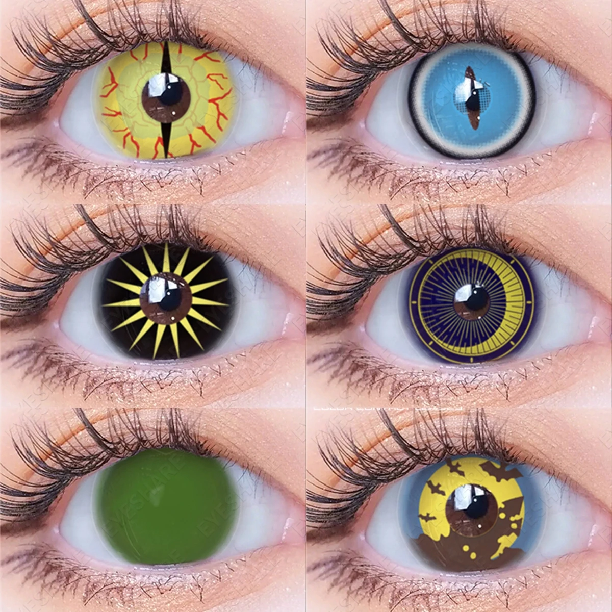 EYESHARE 2 Stück Cosplay farbige Kontaktlinsen Anime blau rote Augen Linsen Halloween grün Make-up Augen Kontakt verrückte Linse jährlich