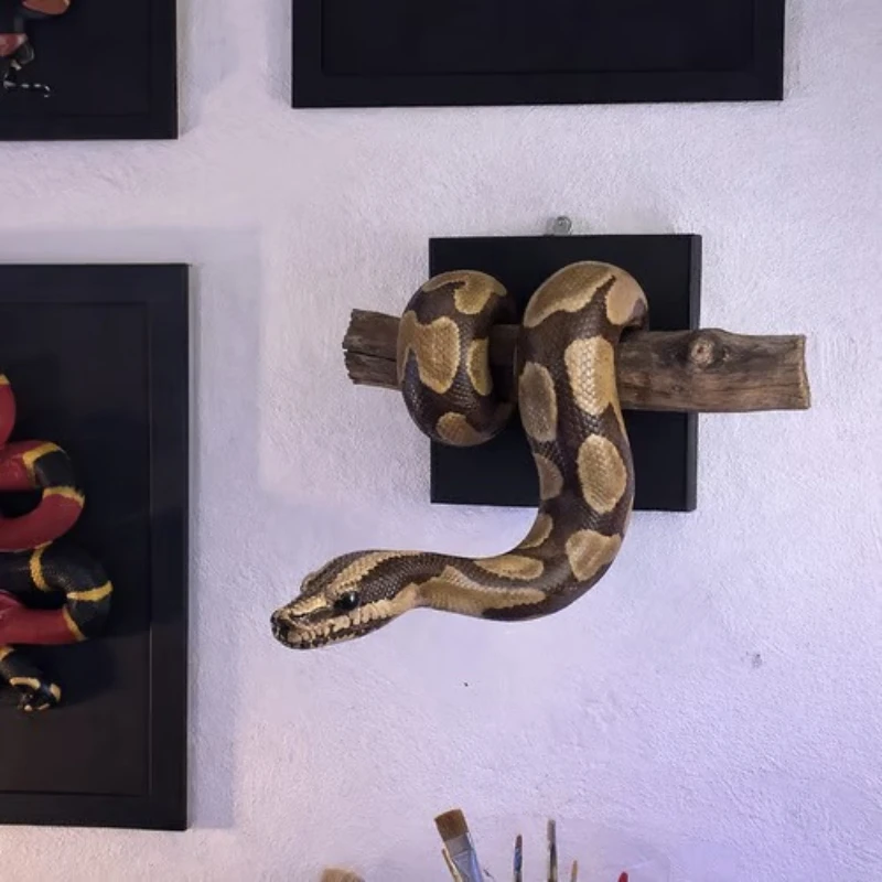New Golden Ball Python Wall Art Interesting Python Wall Sculpture Realistic Resin Wall Decoration