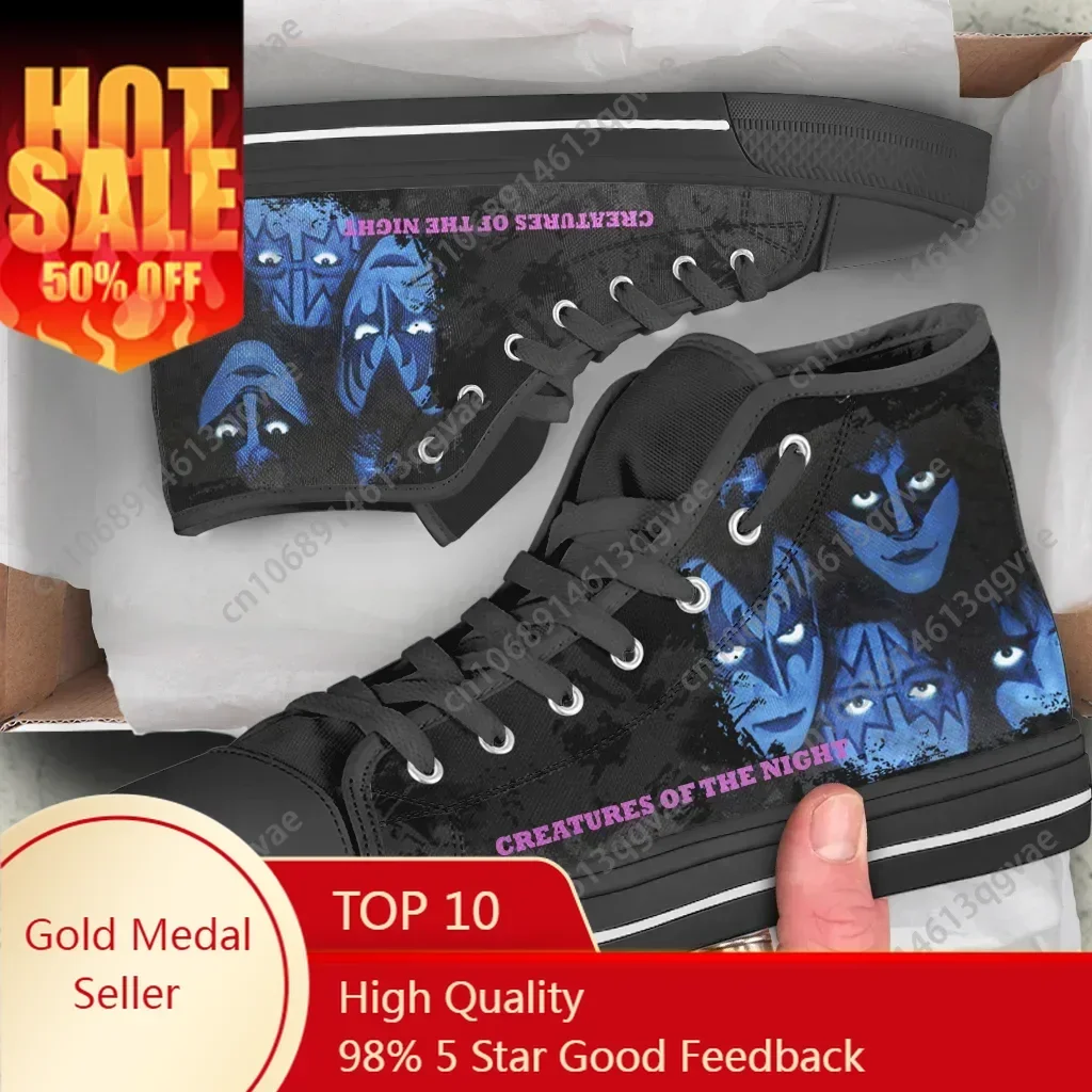 

Creatures of The Night Kiss Band High Top Light Sneakers Mens Womens Teenager Canvas Sneaker Casual Couple Custom Made Shoes