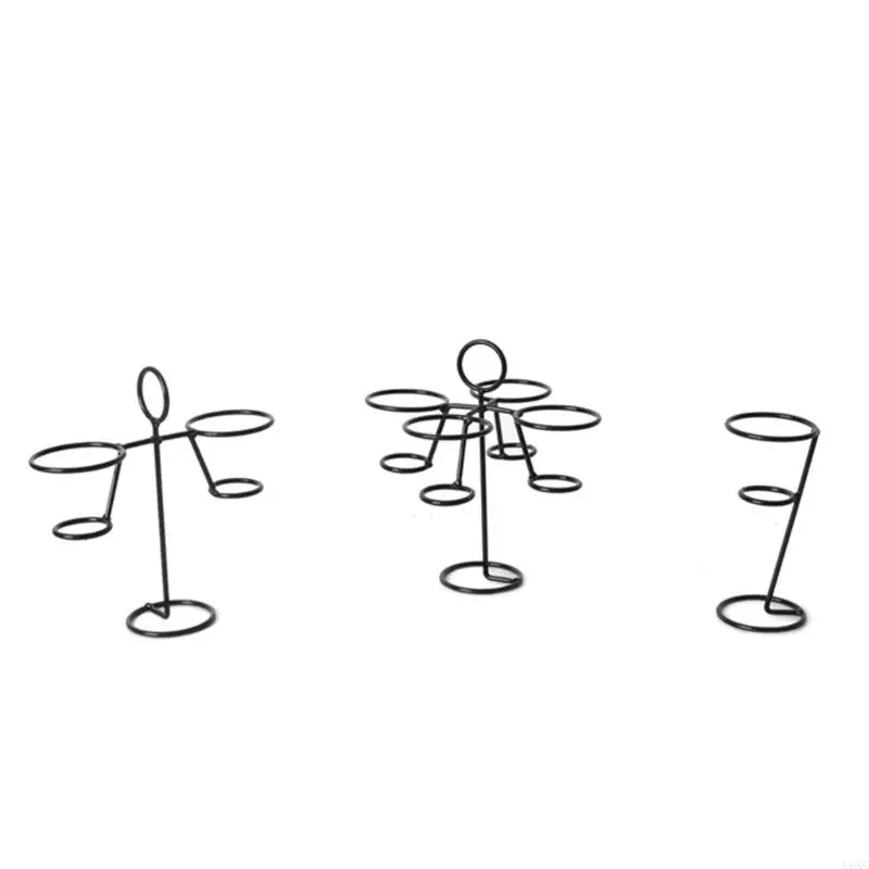 

U6XC Black Iron Ice Cream Holder Cupcake Cones Stand Rack Display Snow Sushi Rolls