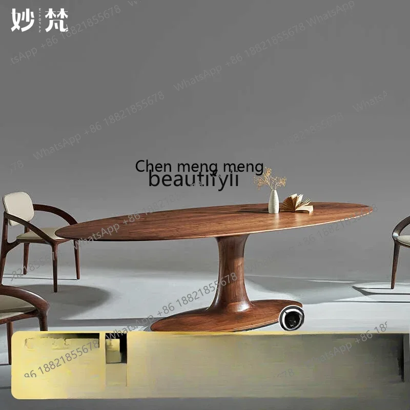 z183  North American black walnut dining table, oval log table, wabi-sabi dining table special-shaped dining table