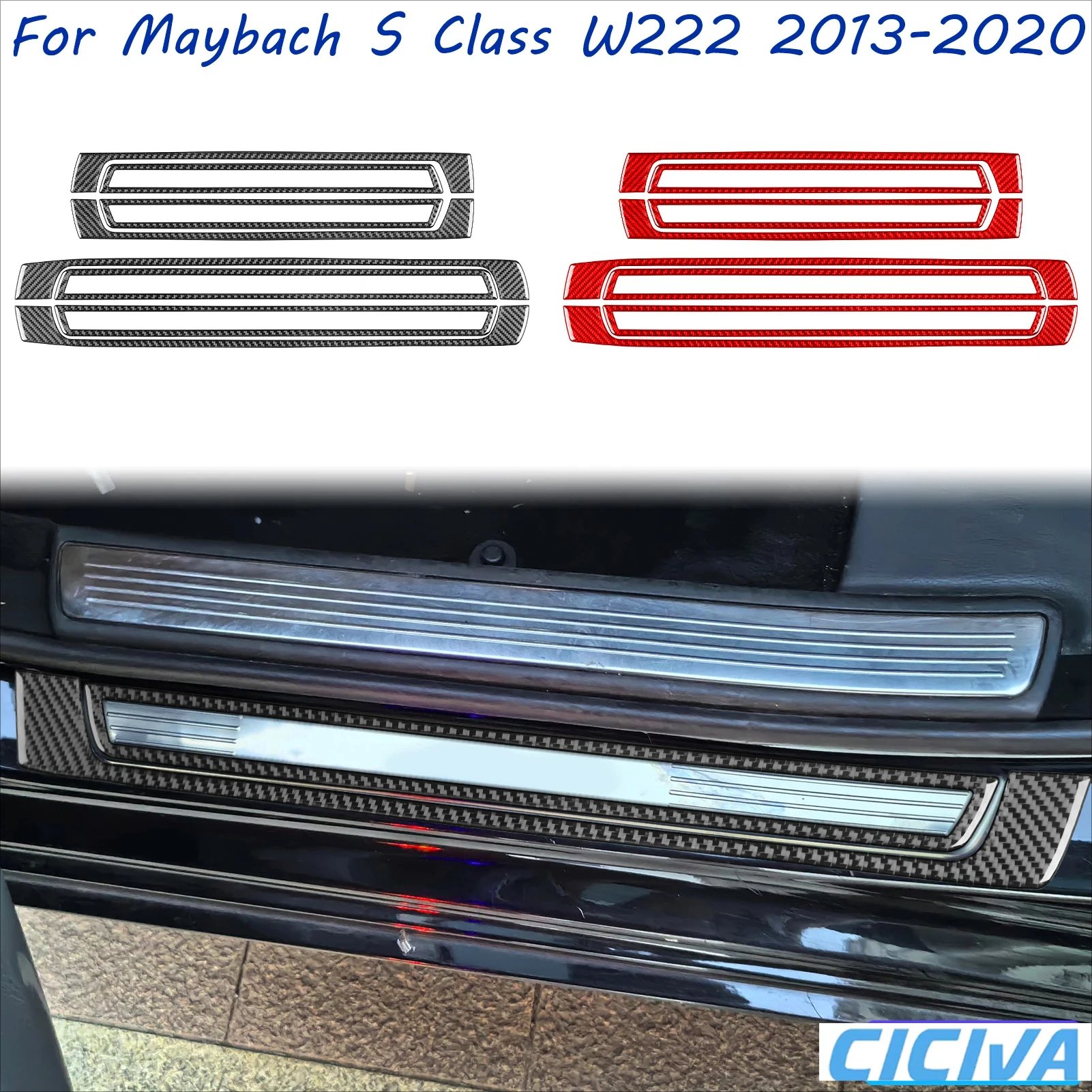 

For Mercedes Benz S Class Maybach W222 2013-2020 Threshold Bar Carbon Fiber Cover Sticker Decorative Interior Car Accessories