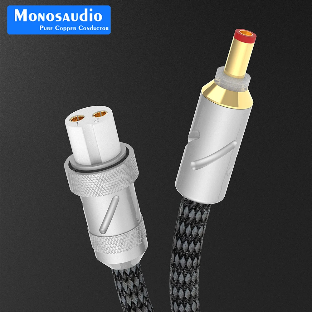 Cable CC Monosaudio de plata pura con DC5.5-2.1/ 2,5mm chapado en oro de cobre puro a enchufe de aviación Circular hembra de 2 pines