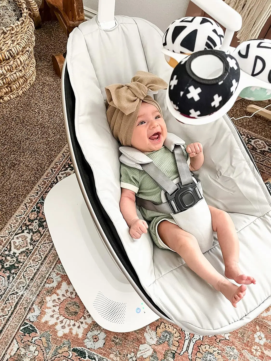 Grey Baby Swing com Bluetooth, habilitado com 5 Moções Únicas