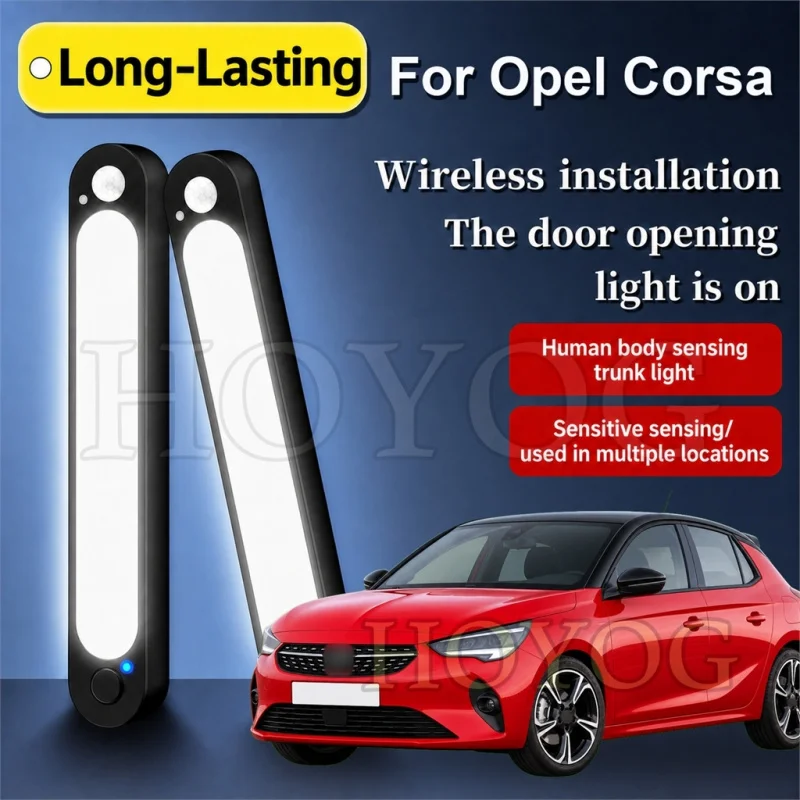 For Opel Corsa 1982-2026 Car Boot Light LED Lamp Motion Sensor Cordless Magnetic Trunk Cargo Light Sedan Interior Cabin