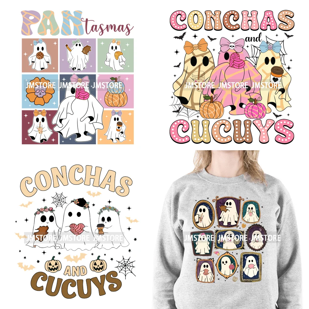 Cute Aqui Espantan Mexican Ghost Creepy Conchita Era Conchas And Cucuys Iron On DTF Transfer Stickers Ready To Press For Hoodies