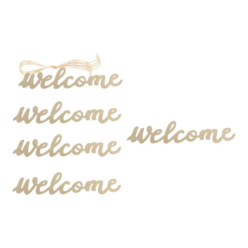 

Wooden Hanging Decor 5 Sets Milk Tea Bride Home Door Interchangeable Eco Country Wall Ornament DIY Party