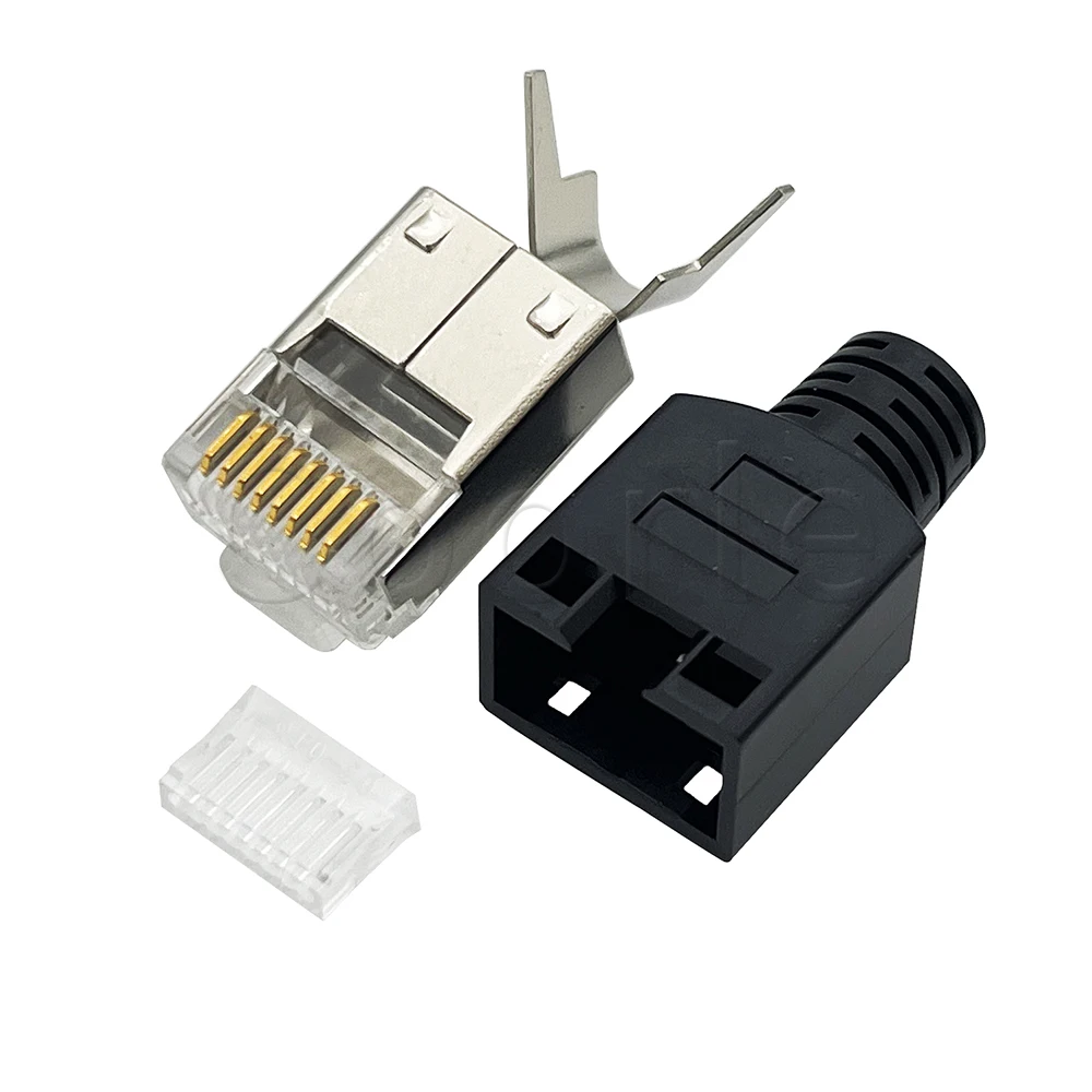 

5PCS RJ45 Connector Cat6 shielded 8P8C modular plug hole diameter 1.0mm two-piece type L=17.57mm
