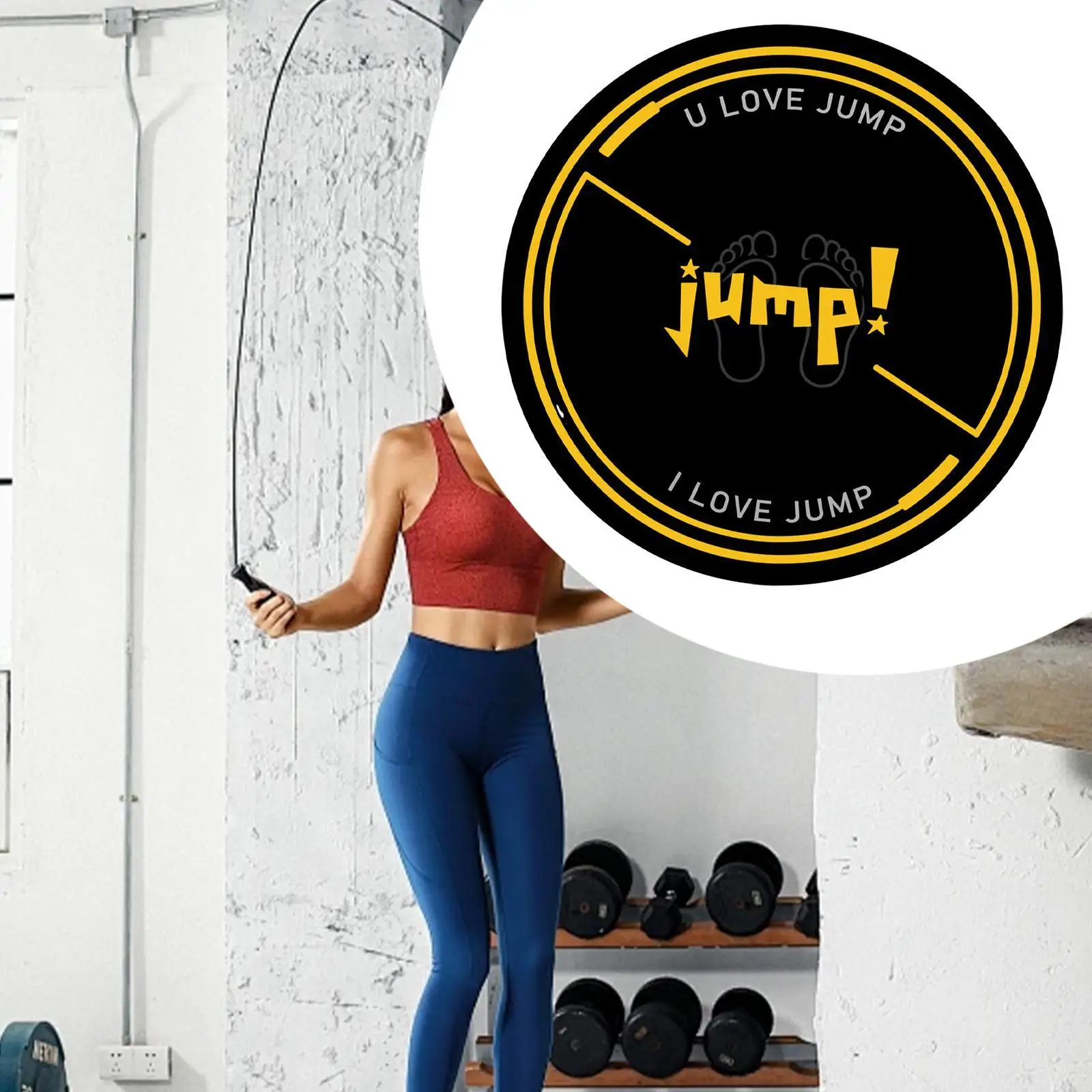 Non Slip Pilates Training Practice Mat Skipping Rope Pad Soundproof Round Cushion for Home and Apartment Workouts