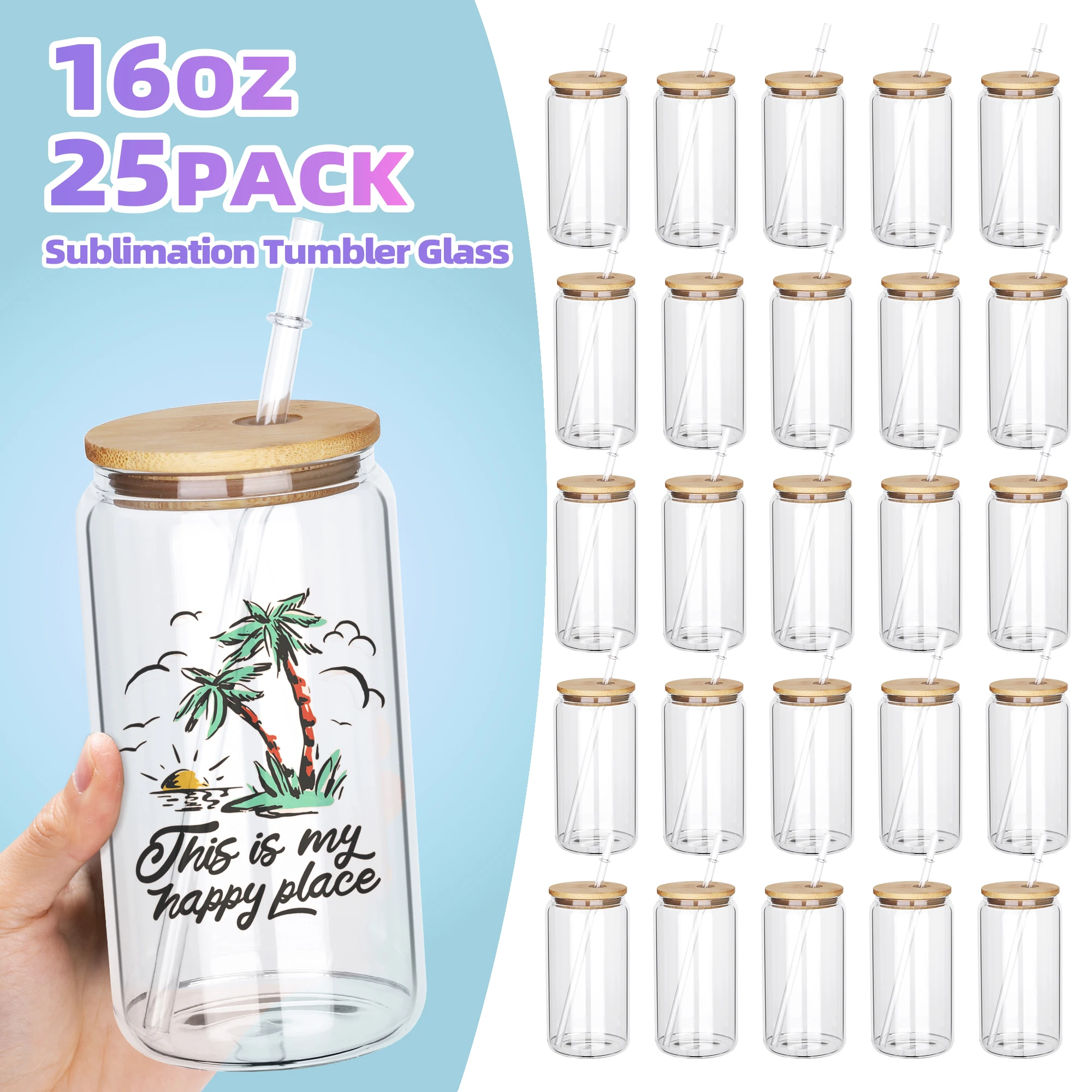 

16oz sublimation glass tumbler,sublimation glass cans cleared with bamboo lid,sublimation glass blanks wholesale,cup for bulks