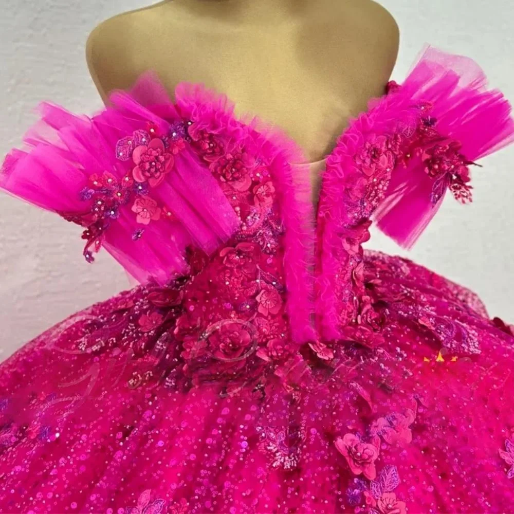 robe-de-luxe-personnalisee-pour-enfant-en-tulle-et-plumes-fuchsia-pour-demoiselle-d'honneur-concours-de-beaute-anniversaire-soiree-formelle-defile-et-bal