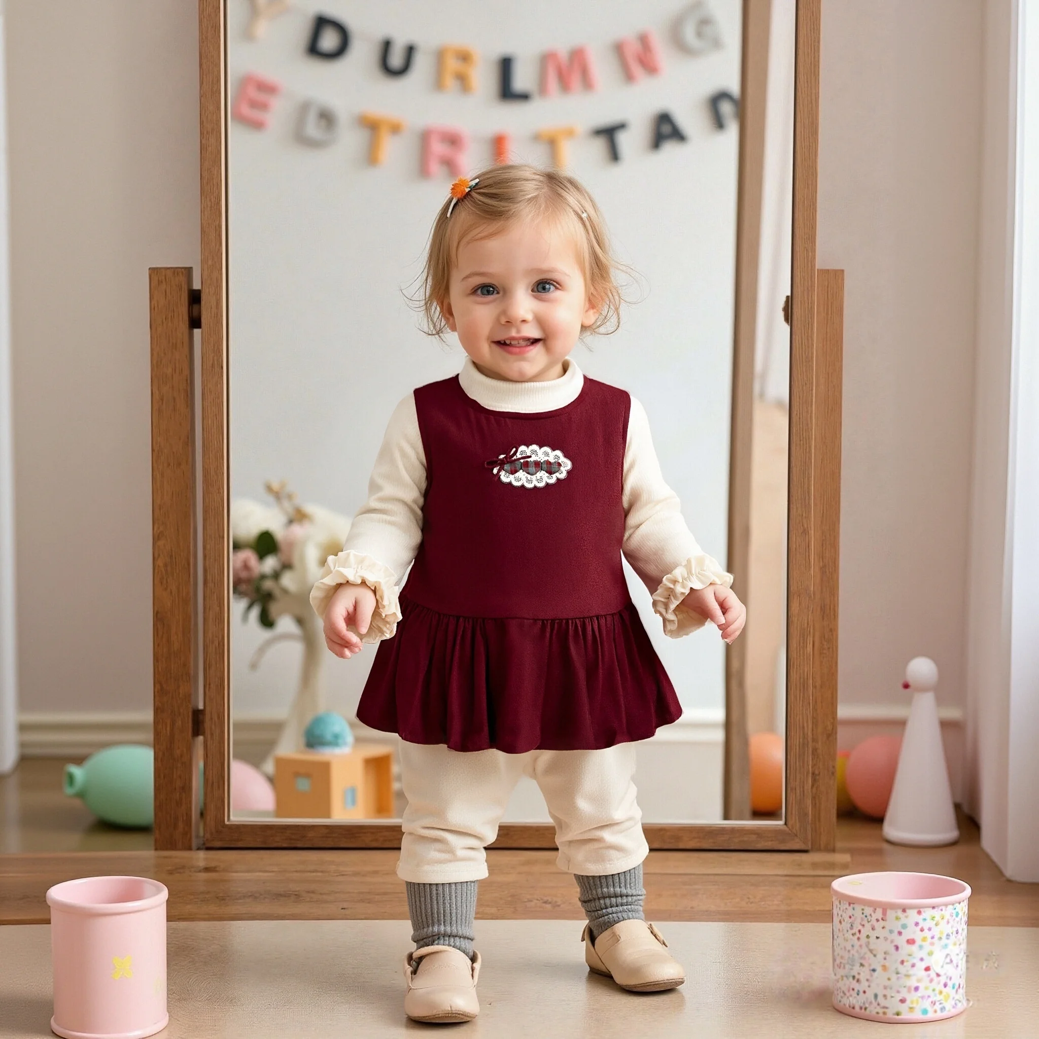 

Baby Girl Birthday Party Dress Cotton Bow Knitted Base Shirt Vest Skirt Baby Girl Dress Cartoon Sweet Beauty Baby Clothing