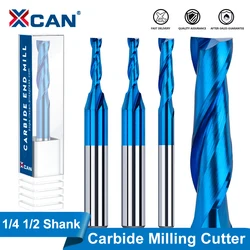 XCAN Two Flutes Spiral Router Bit Carbide Milling Cutter UP Cut End Mill 1/4 inch 1/2 inch Shank Milling Tool