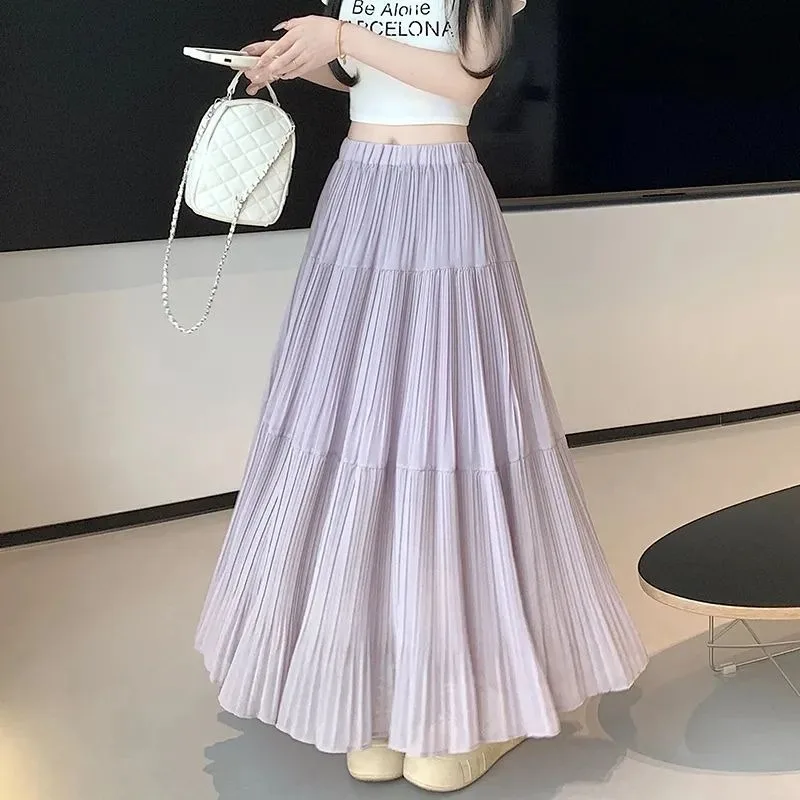 Damen Strick-Midirock mit hoher Taille, A-Linie, kurzer, schmaler, mittellanger Schirmrock für Freizeitkleidung – Detail 4