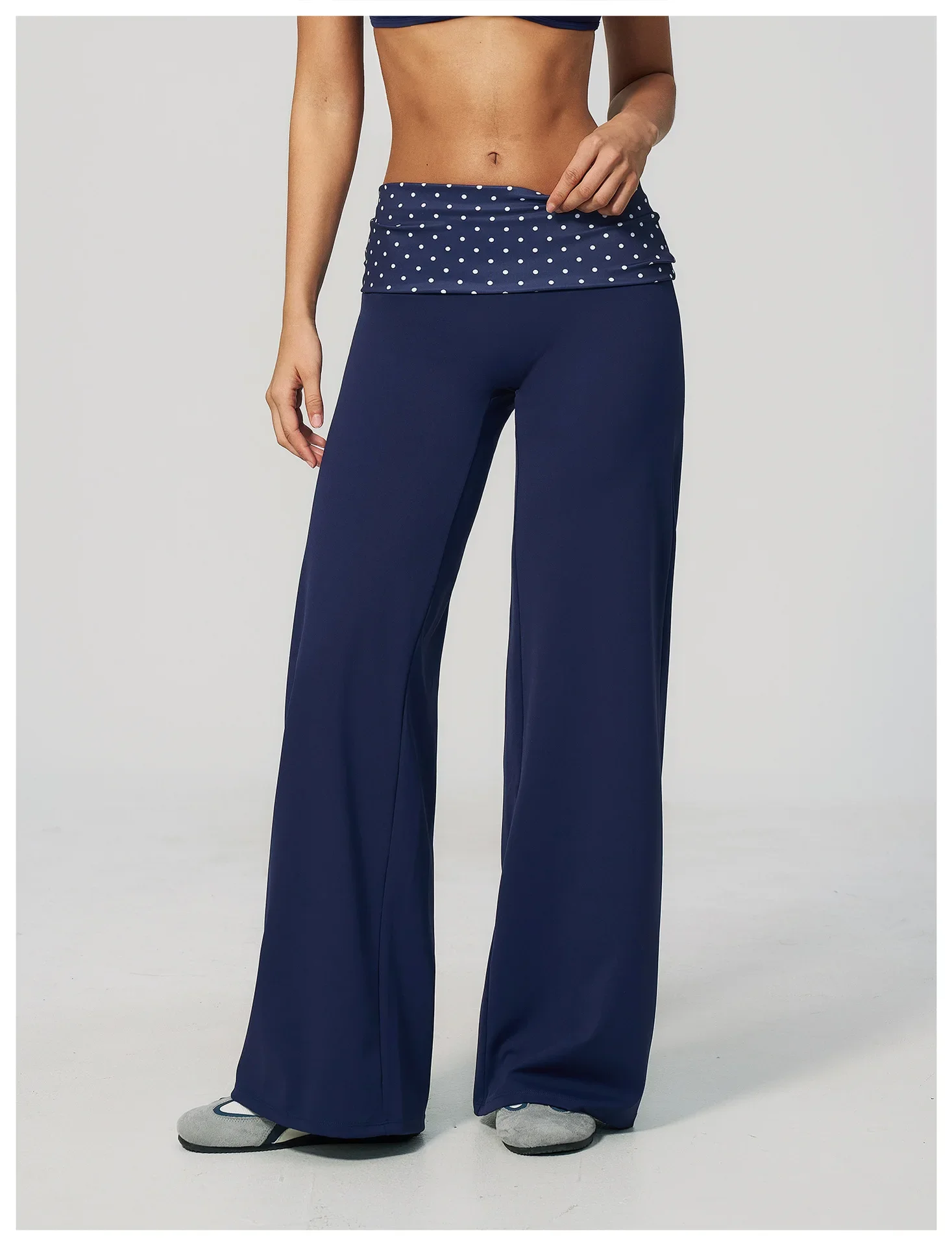 Damen-Yoga-Hose mit weitem Bein, atmungsaktiv, für Sport und Fitness, Schlaghose, hohe Taille, gestreifte Yoga-Hose, gepunktete Trainingshose, ausgestellte Hose – Detail 11