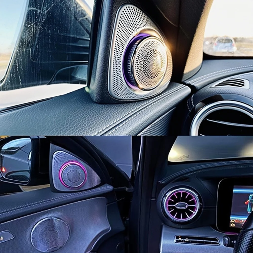 Immagine 5: Accessorio Altoparlante Tweeter Rotante a LED RGB con 64 Colori e Luce Ambientale 3D per Mercedes-Benz C GLC E S W205 W213 W222 X253