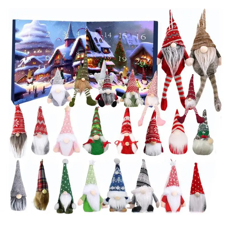 2024 Christmas Gnome Advent Calendar 24 Day Christmas Advent Calendar with Collectible Gnome Dolls Christmas Creative Gifts