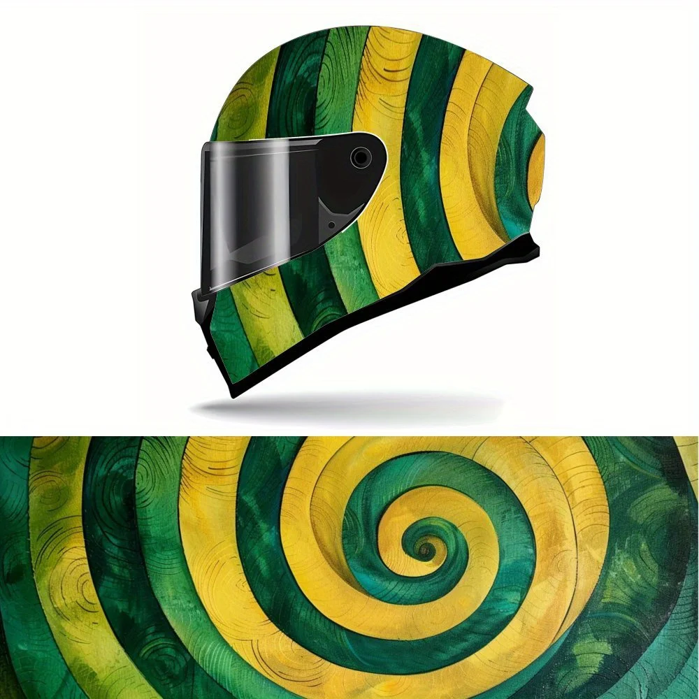 

Vibrant Green & Yellow Swirl Motorcycle Helmet Vinyl Wraps Decal, Self-adhesive Waterproof Helmet Decoration, DIY Graffiti Film,