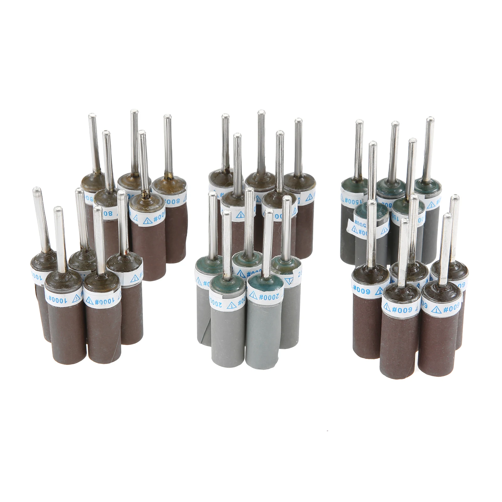 

30 шт., шлифовальные барабаны с хвостовиком 1/8 дюйма, зернистость 400-2000, наждачная бумага, палочки, пригодные для вращающихся инструментов Dremel для шлифовки дерева, металла, полировки