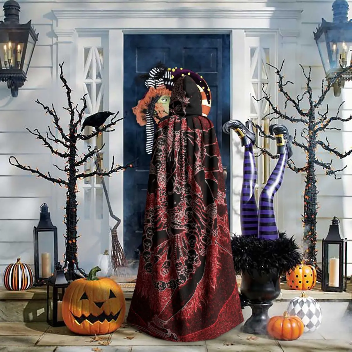 Kostium Cosplay Boszka Kali Ma, hindujska bogini niszczenia, długa peleryna z kapturem, czarownica, średniowieczny strój, peleryna na Halloween, wampir, dla dorosłych, unisex