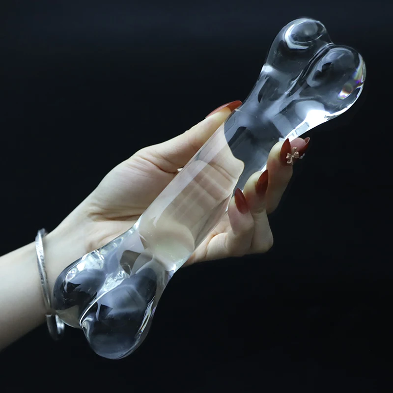 Female Masturbation Lovely Bone Crystal Double Heads Dildo Anal Penis butt plug Sex toy Adult Products For Women Men Sex Wand 18