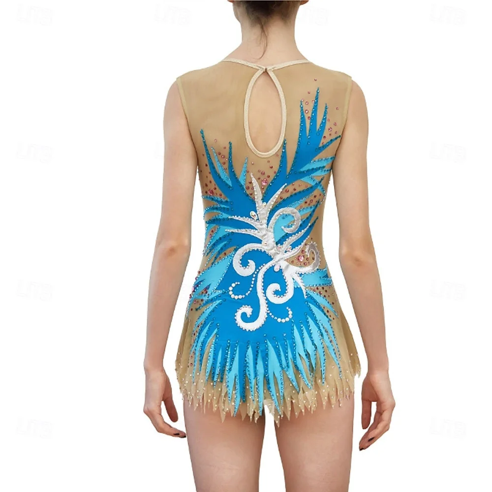 Sparkly schaatsjurk voor meisjes en dames Elegante kunstschaatsjurk met stretchstof voor training en prestaties