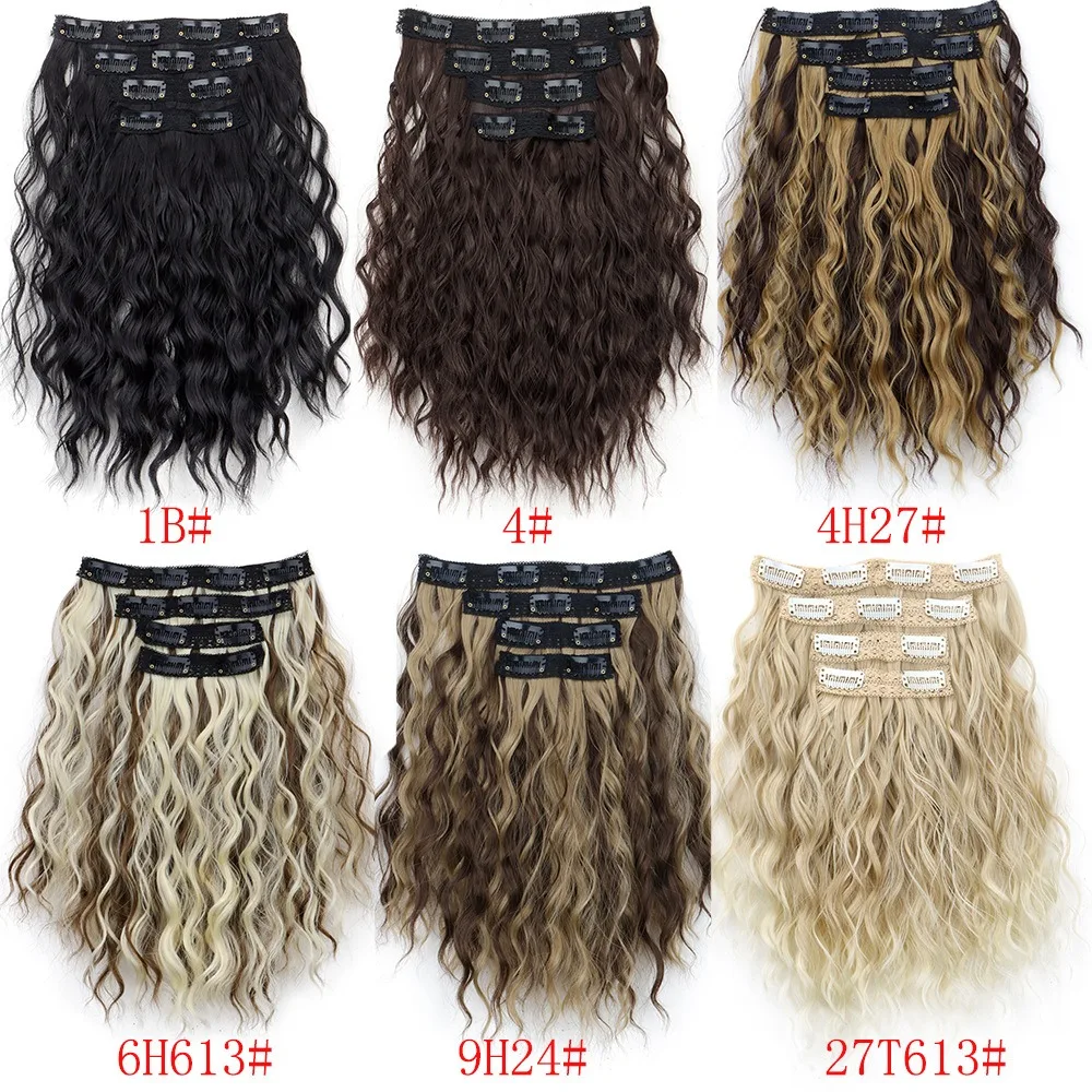 12 Inch Synthetic 4PCS Clip in Hair Extensions for Women  Short Curly Wavy Invisible Lace Weft Natural Soft Hairpieces
