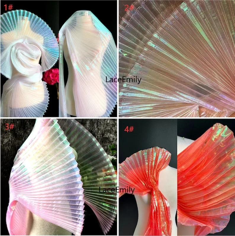 

13-цветная плиссированная кружевная ткань с градиентом, розовая, зеленая, тюлевая ткань с рюшами для девочек, платье-пачка, свадебное платье