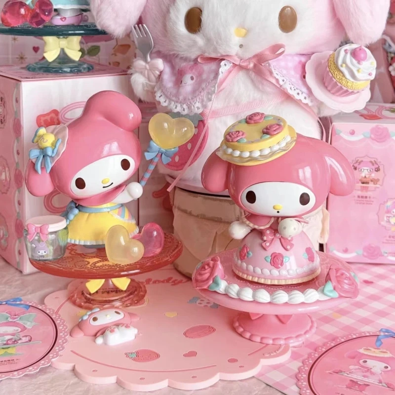 

In Stock MINISO Melody Afternoon Tea Cute Collection Anime Character Plush Doll Figure Blind Box PVC Desktop Decoration Ornament