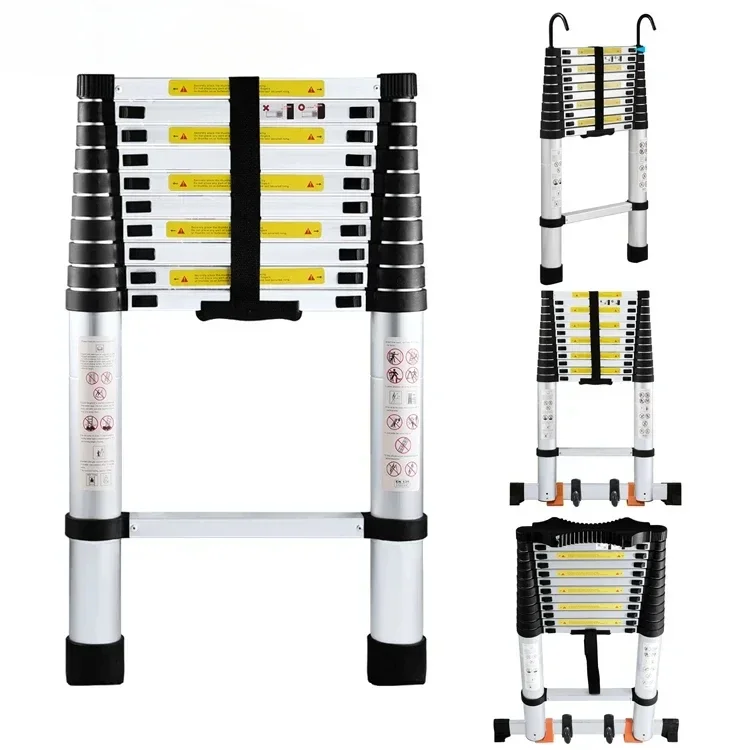 Aluminum 19.5Ft Wide Step Telescoping Extension Ladder Telescopic Wide Pedal Professional Ladder 5.9M TL