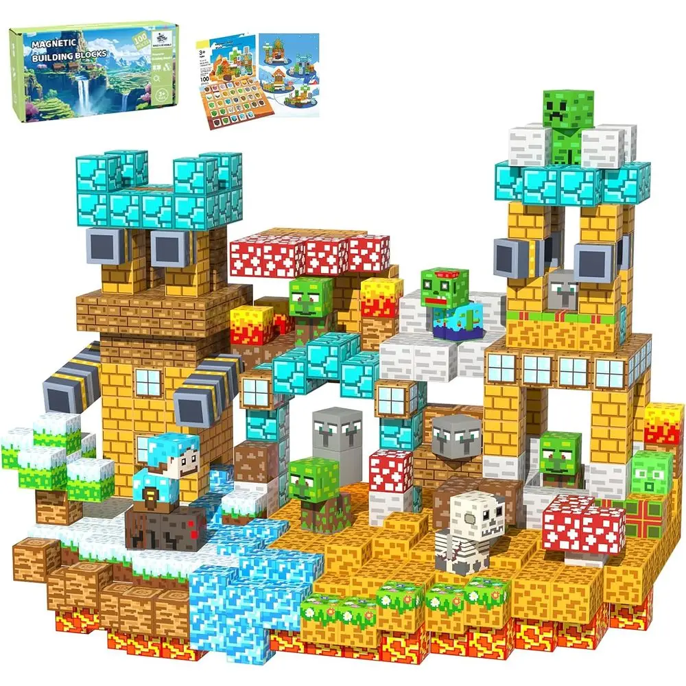 

100-Piece Magnetic Building Set for Kids, STEM-Inspired Sensory Blocks, Ideal Gift for Ages 3+