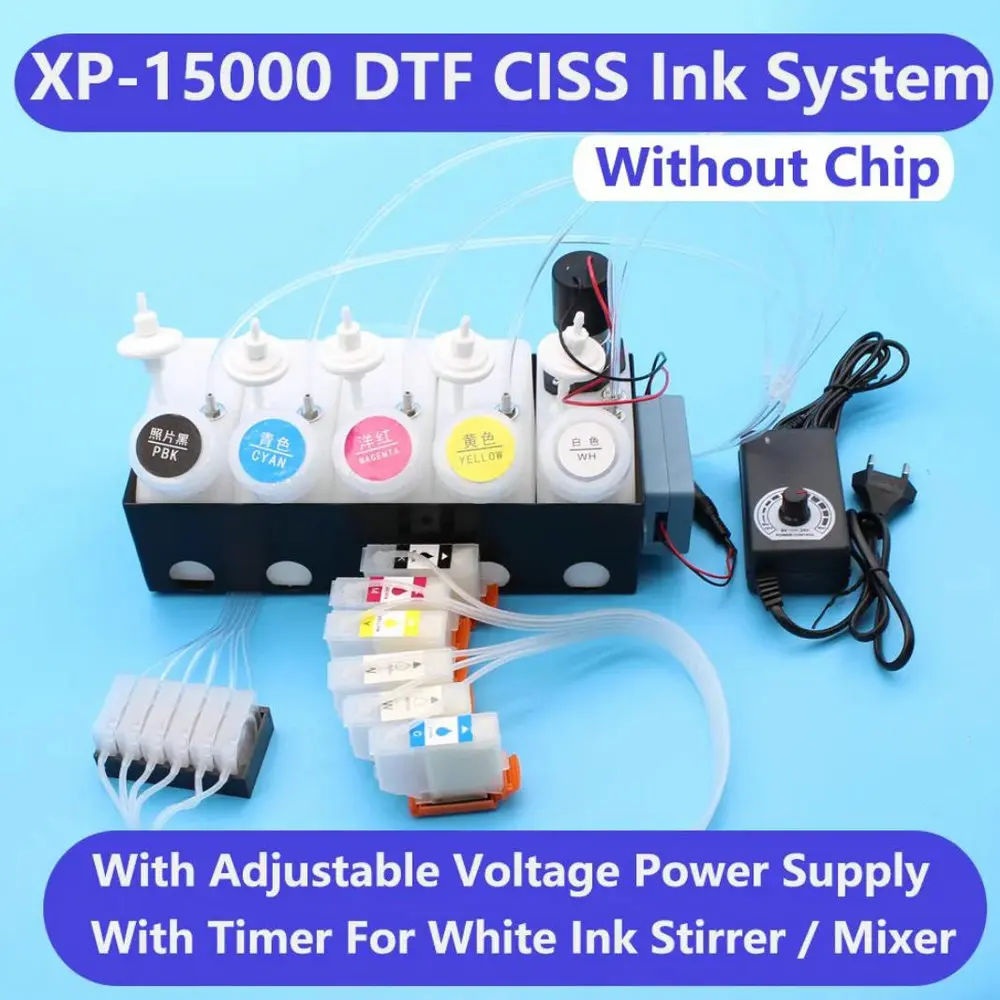 XP15000 Imprimante DTF CISS Système D\'encre Pour Epson XP 15000 DTF Alimentation En Encre Dtf Kit XP-15000 Encre Blanche Précieuse Sœur Vitesse