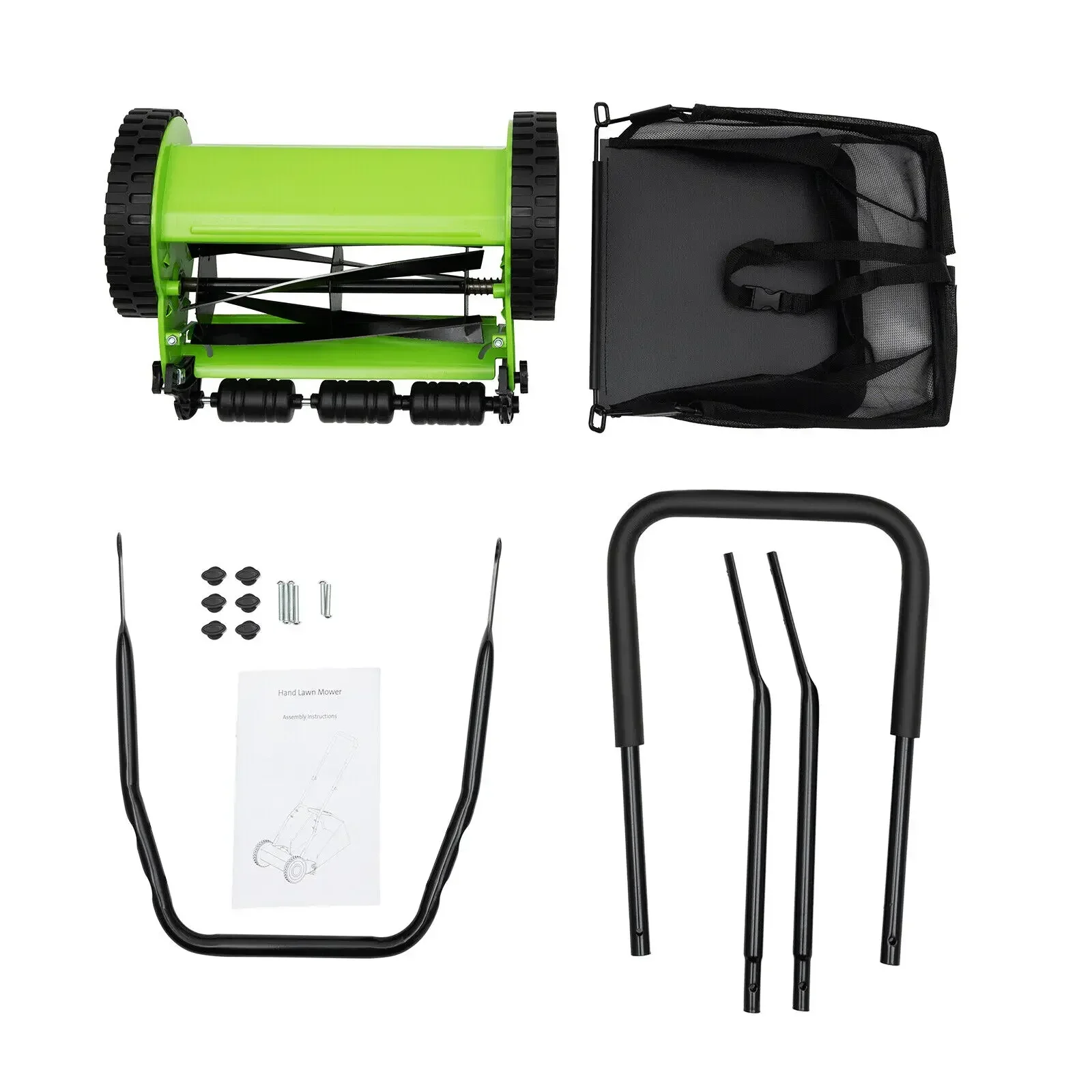 5 robuste, verdickte Stahlklingen-Schubspulen und 12-Zoll-Schubspulen-Rasenmäher, selbstfahrender Rasenmäher mit Gummirädern