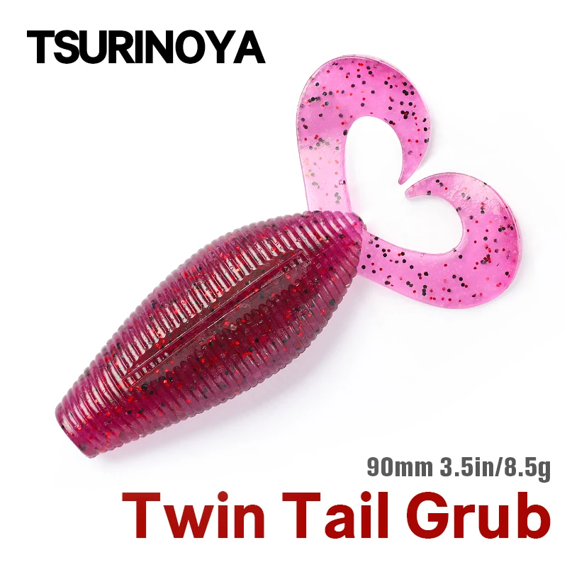 

TSURINOYA 90mm 8.5g Twin Curved Tail Fishing Lures Soft BaitsArtificial Wobblers Craws Silicone Shad Worm Bass Leurre Souple