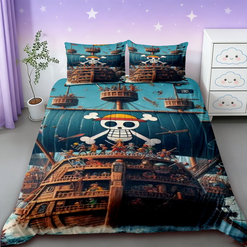

Kids Boys Anime One Pieces Bedding Set Nika Luffy Gear 5 Quilt Cover Pillowcase Duvet Cover Set Single Queen King Size Boy Gifts