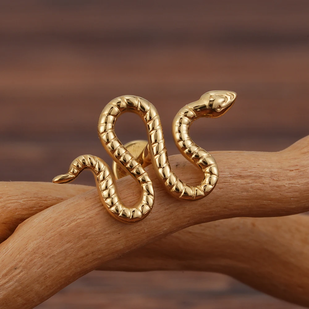 الحق جراند ASTM F136 التيتانيوم 16 جرام فايبر الأفعى Labret الغضروف القرط شقة الظهر مسمار محارة الزنمة اللولب ميدوسا مونرو ثقب