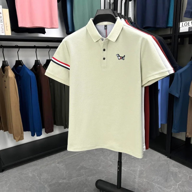 Summer New Men's Original Print Polo Shirt 100% Cotton Short Sleeve Designer Solid Color Lapel T-shirt Casual Comfort Men's Wear
