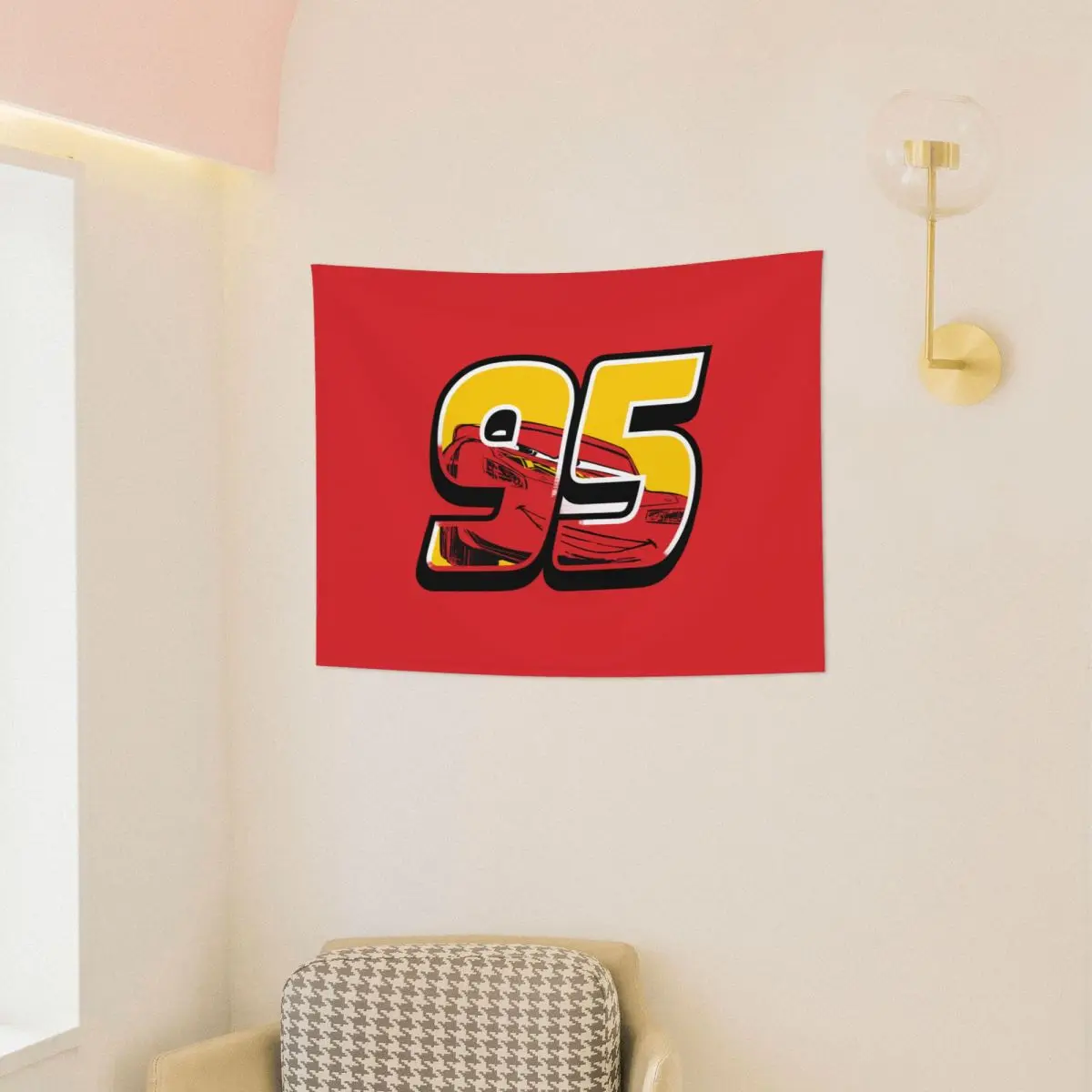 Lightning McQueen Go 95 Tapestry Wall Hanging Print Fabric Tapestries Cars INS Decoration Room Home Decor Wall Cloth