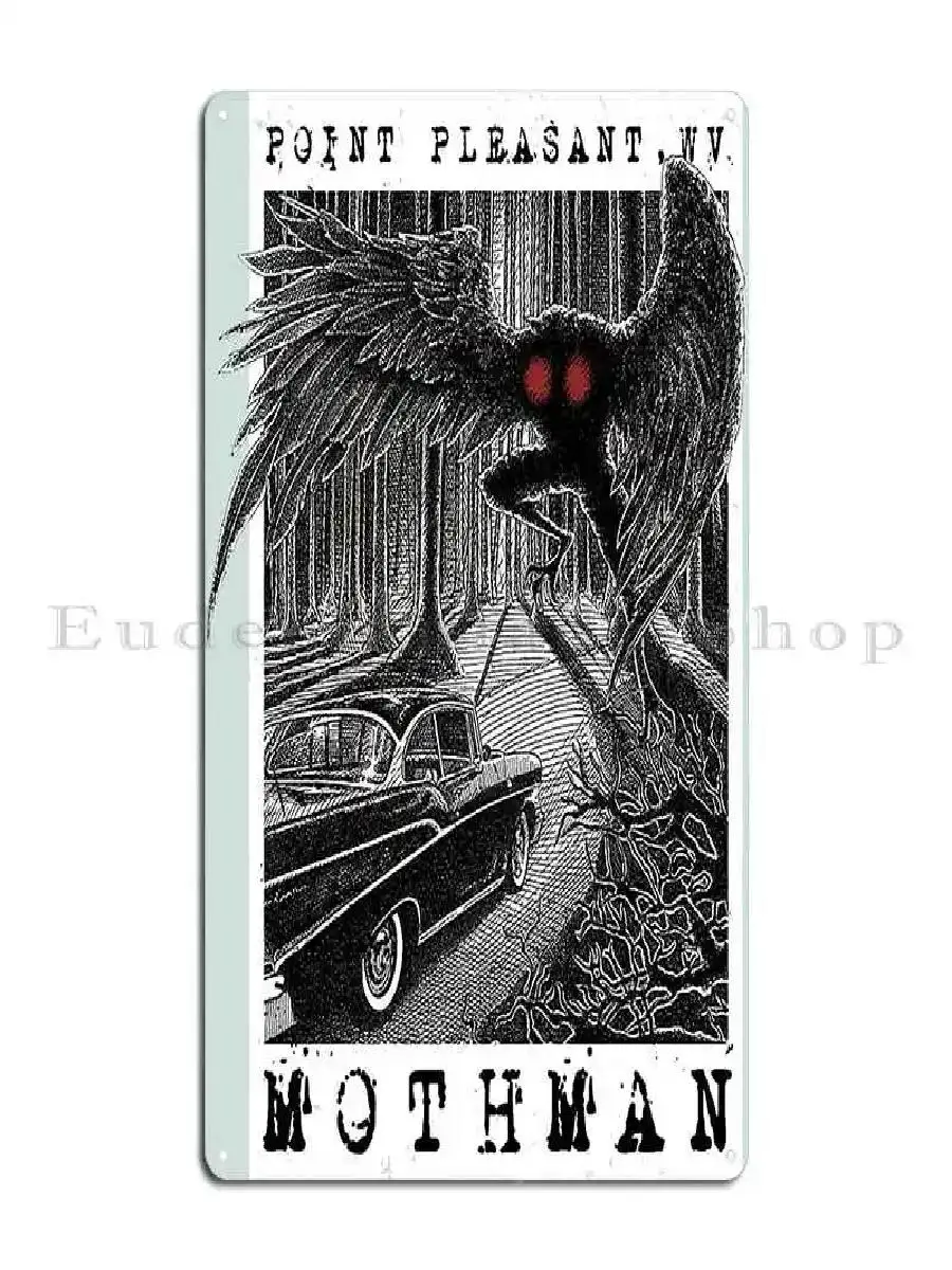 Personalized Mothman Encounter Metal Plaque Poster  Wall Decor Garage Tin Sign Cryptid Gift from Point Pleasant WV